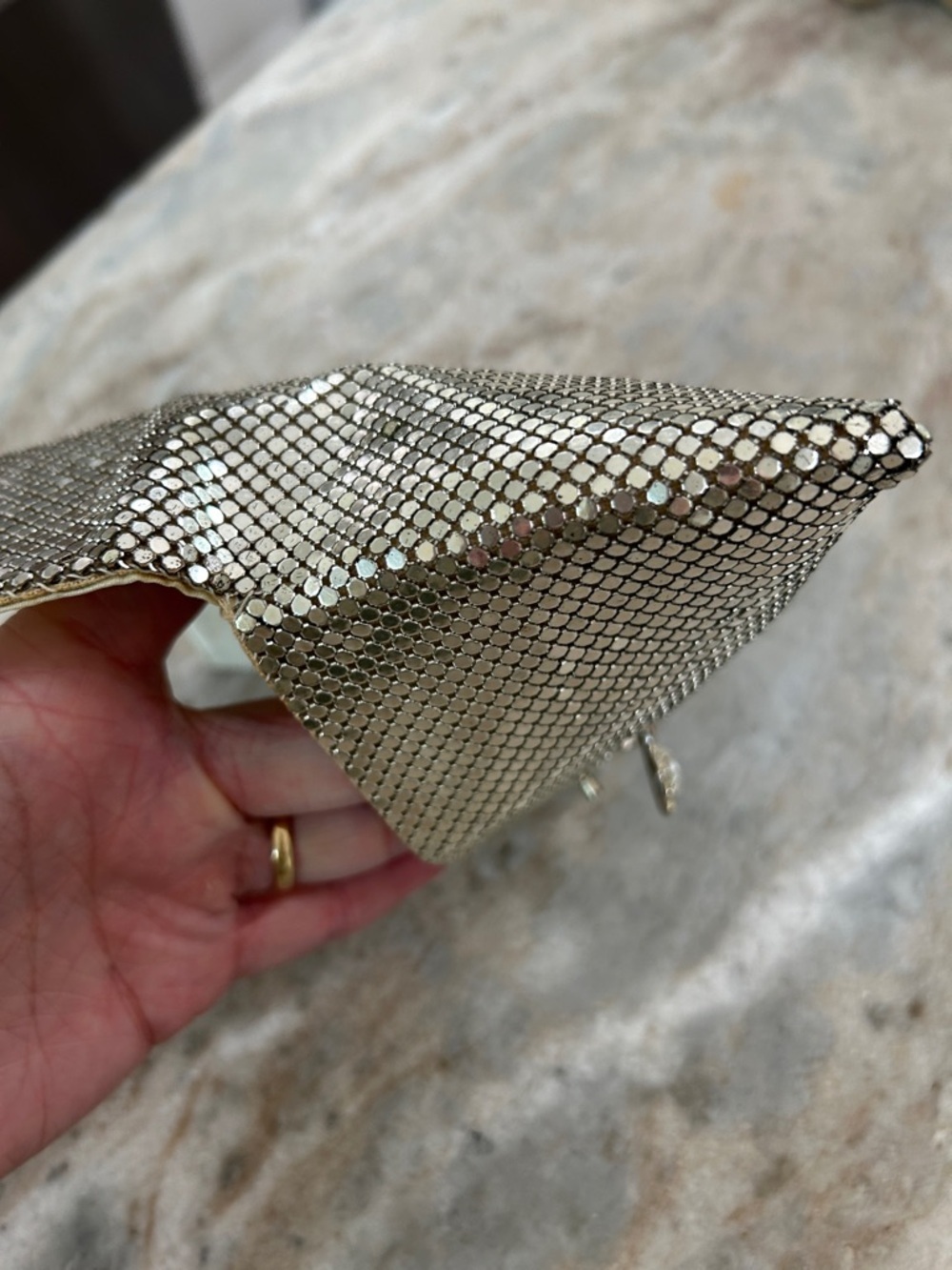 Vintage Whiting & Davis Silver Mesh Evening Bag Silver w/cubic zirconia closure - Picture 10 of 16